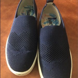 Nearly new navy Born knit slip shoes.